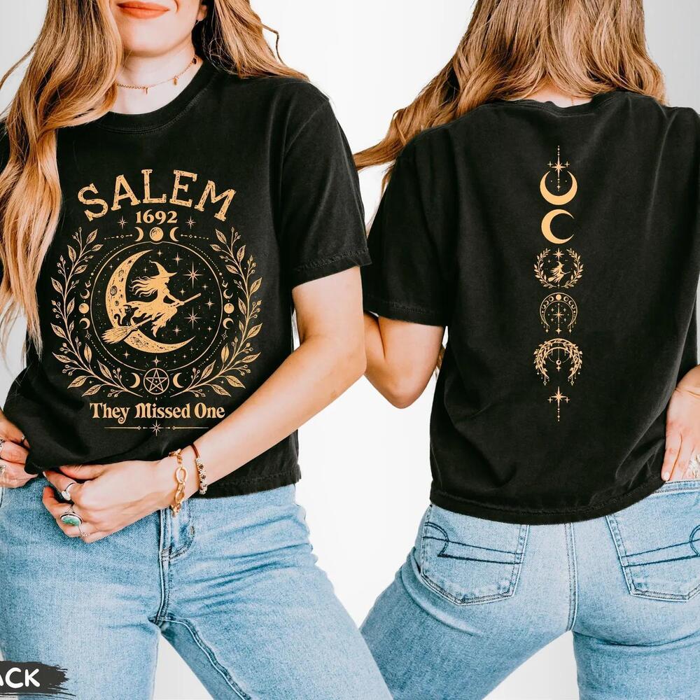 Salem Witch Cropped Tee, Salem They Missed One Tee, Witch 2 Sided